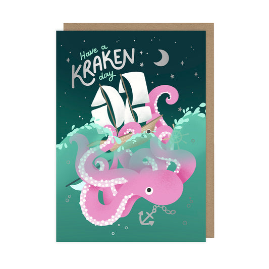 Kraken Day, Foiled Birthday Cards - HOP010