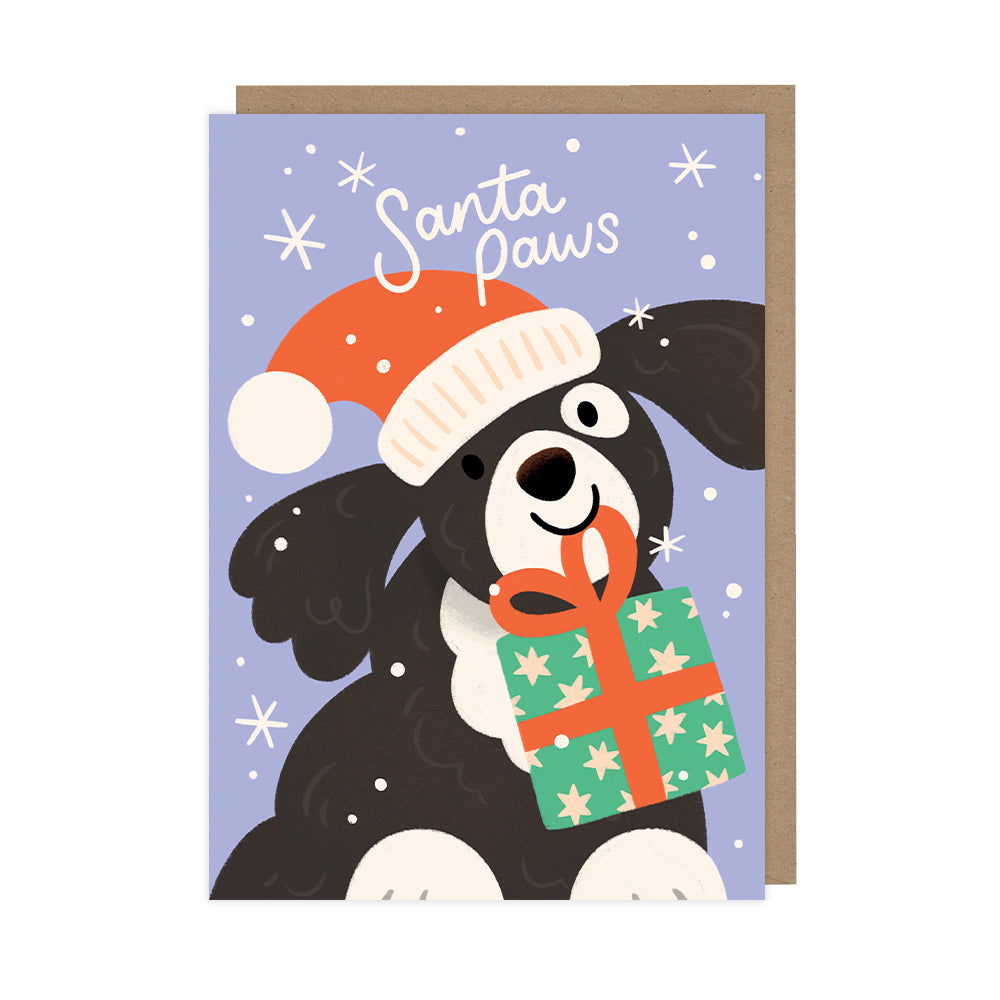 Santa Paws Dog Christmas Card, Single Christmas Cards - HOP053