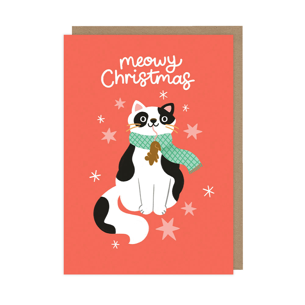 Christmas Cat & Mouse Card, Single Christmas Cards - HOP055