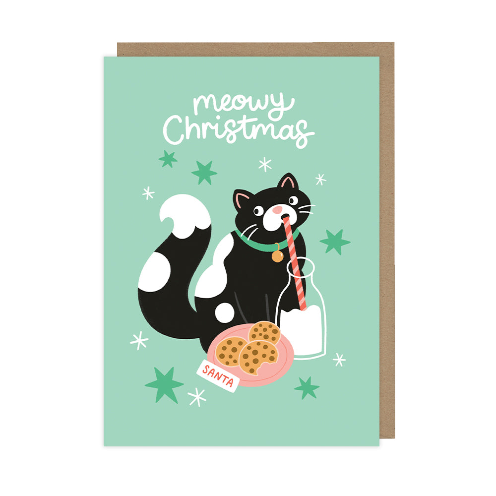 Christmas Cat & Cookies, Single Christmas Cards - HOP056