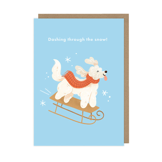 Cockapoo Sleigh, Christmas Singles Cards - HOP060