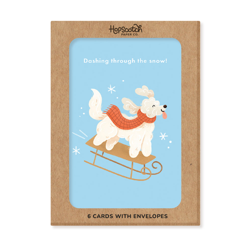 Cute Dog Christmas Cards, Pack of 6 Christmas Cards