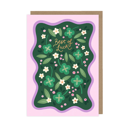 Luxury Good Luck Card, Foiled Floral Good Luck Greetings - HOP070