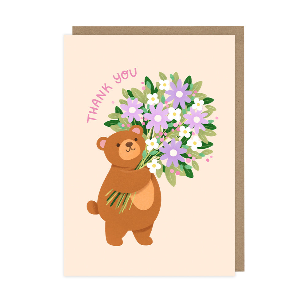 Bear Thank You Card, Cute Floral & Bear Thank You Cards - HOP072