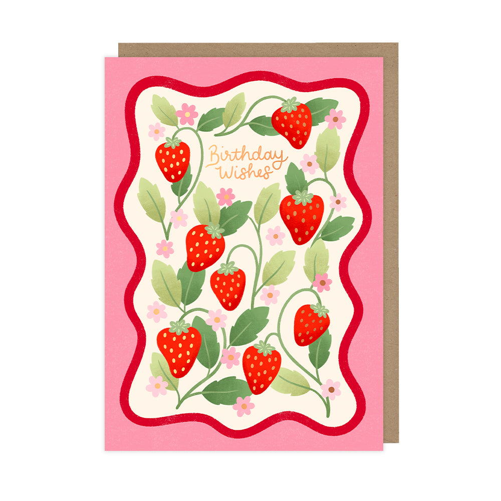 Strawberry Birthday Card, Luxury Foiled Birthday Card - HOP075