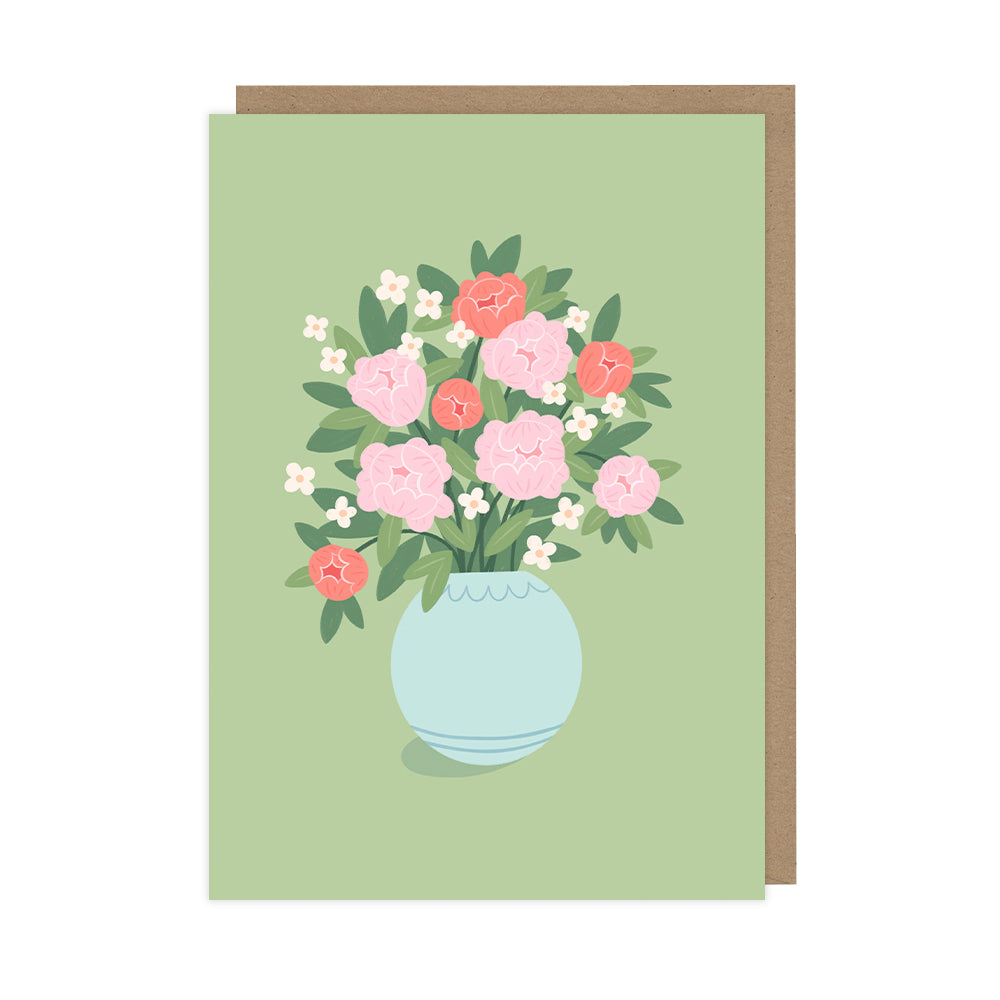 Peonies Greetings Card, Everyday Blank Art Card - HOP077