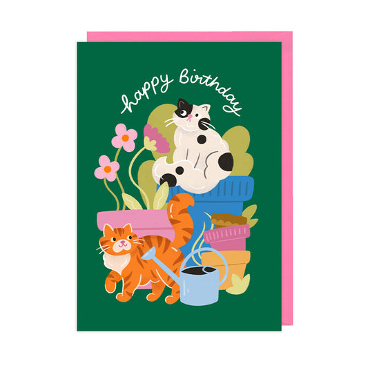 Cats & Plant Pots, Birthday Cards - HOP005