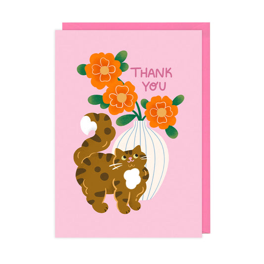 Cat & Flowers, Thank You Cards - HOP008